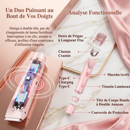 Rasoir Électrique Femme 2-en-1 Étanche IPX7