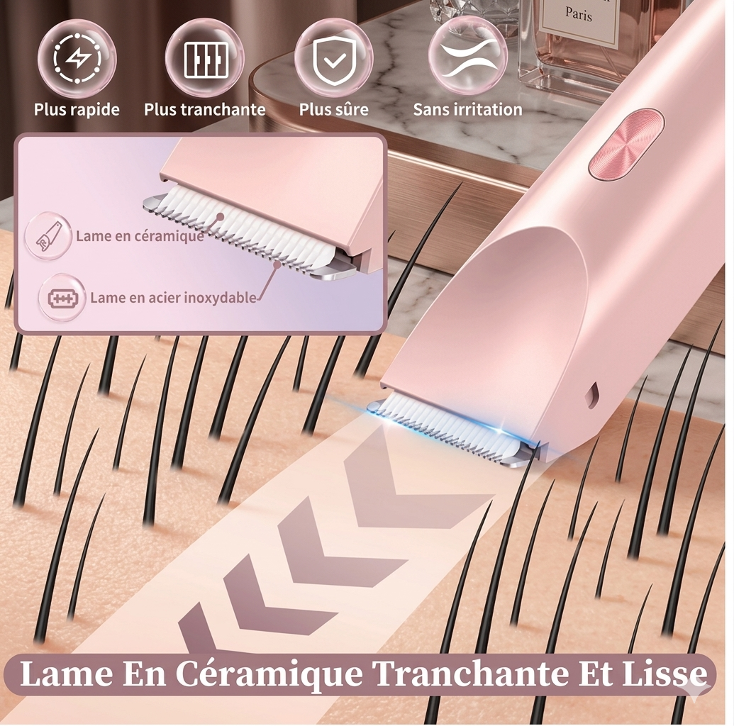 Rasoir Électrique Femme 2-en-1 Étanche IPX7